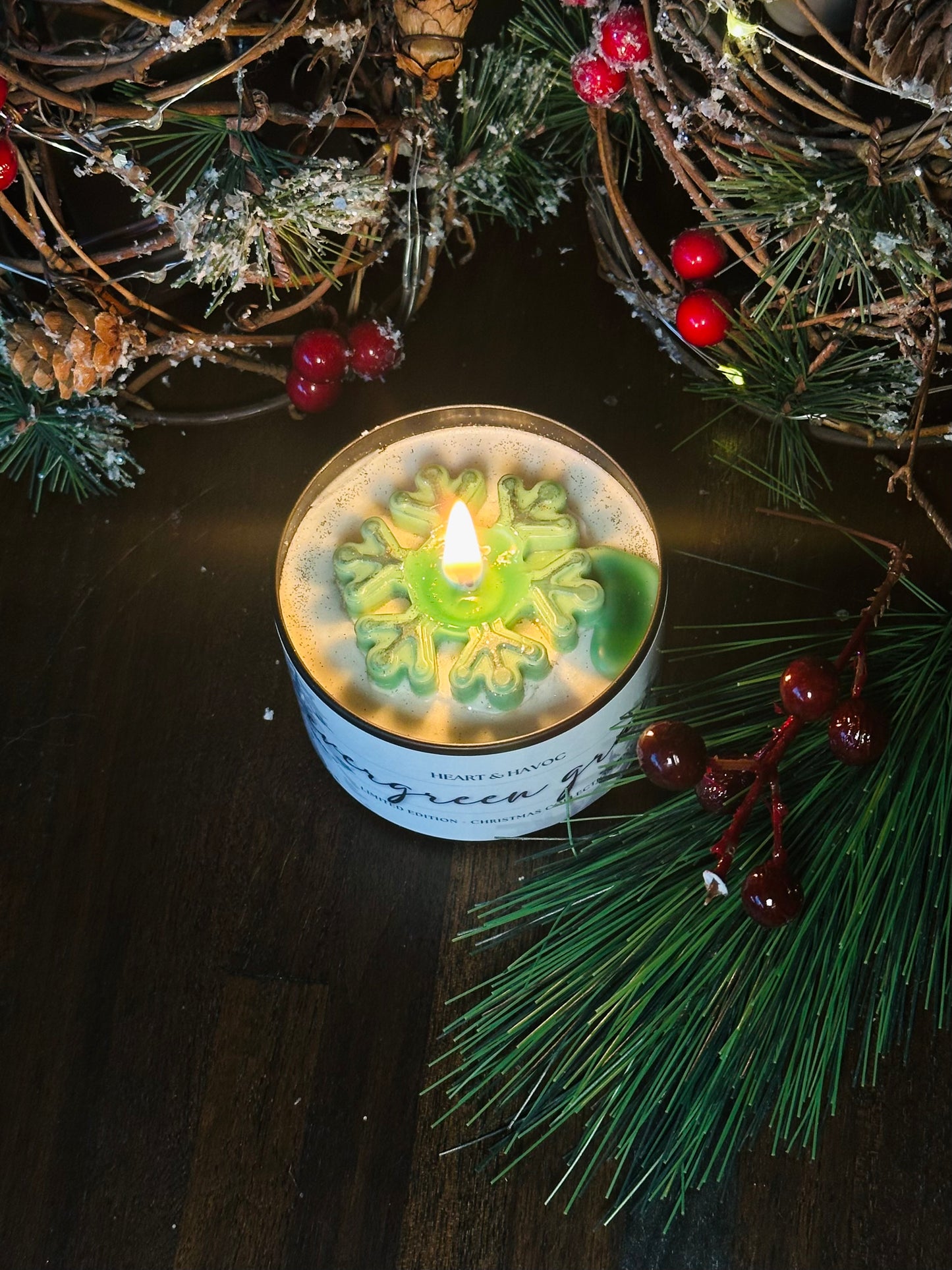Evergreen Grace Candle | Cedarwood & Balsam Vanilla – Heart & Havoc Holiday Collection