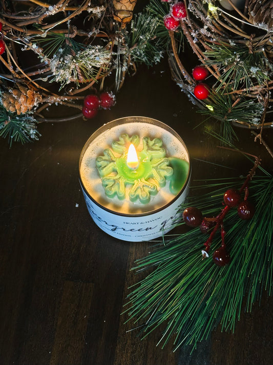 Evergreen Grace Candle | Cedarwood & Balsam Vanilla – Heart & Havoc Holiday Collection