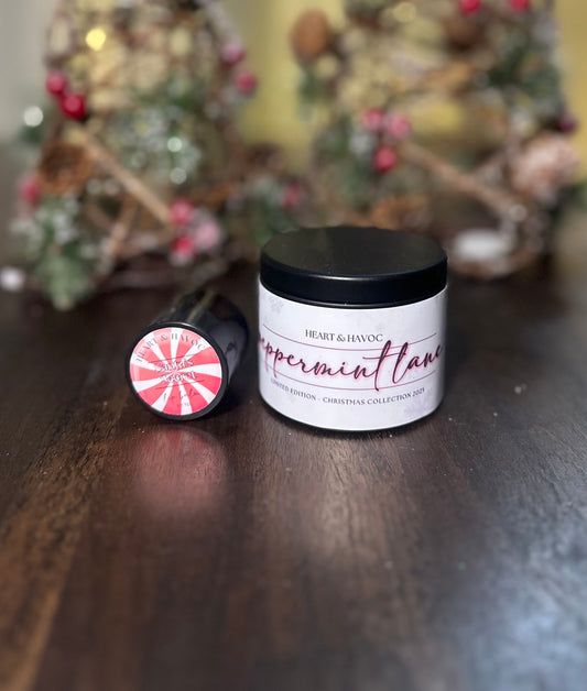 Peppermint Lane Candle | Handmade Peppermint Vanilla Soy Candle – Heart & Havoc Holiday Collection
