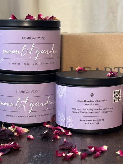 Moonlit Garden | Soft Floral Ritual Candle for Reflection & Romance