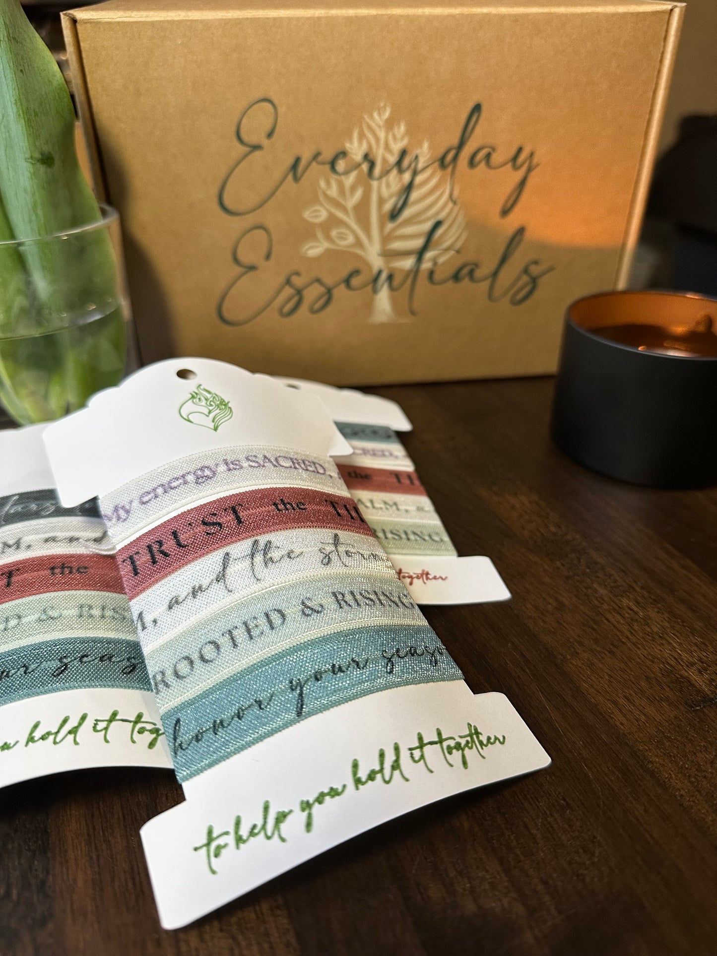 Affirmation Hair Ties – Soft Fold-Over Elastic with Daily Encouragement