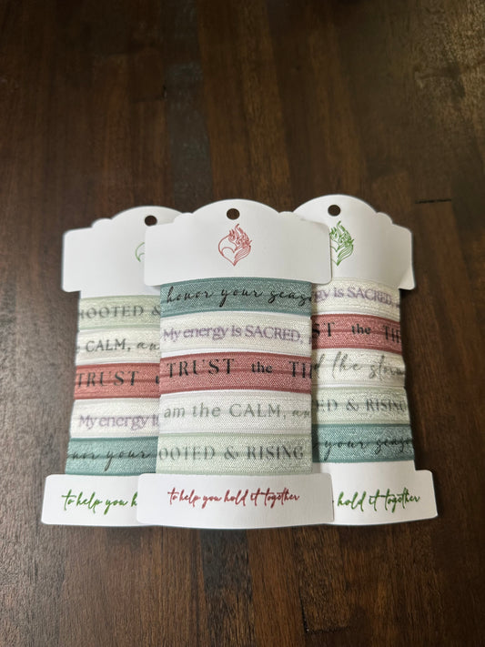 Affirmation Hair Ties – Soft Fold-Over Elastic with Daily Encouragement