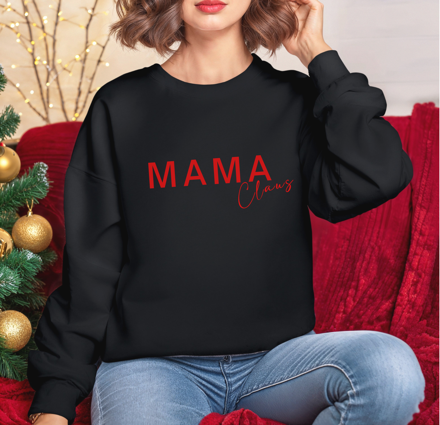 🎅 MAMA CLAUS SWEATSHIRT | Cozy Holiday Claus Crew Sweatshirt — Mama · Nana · Gigi