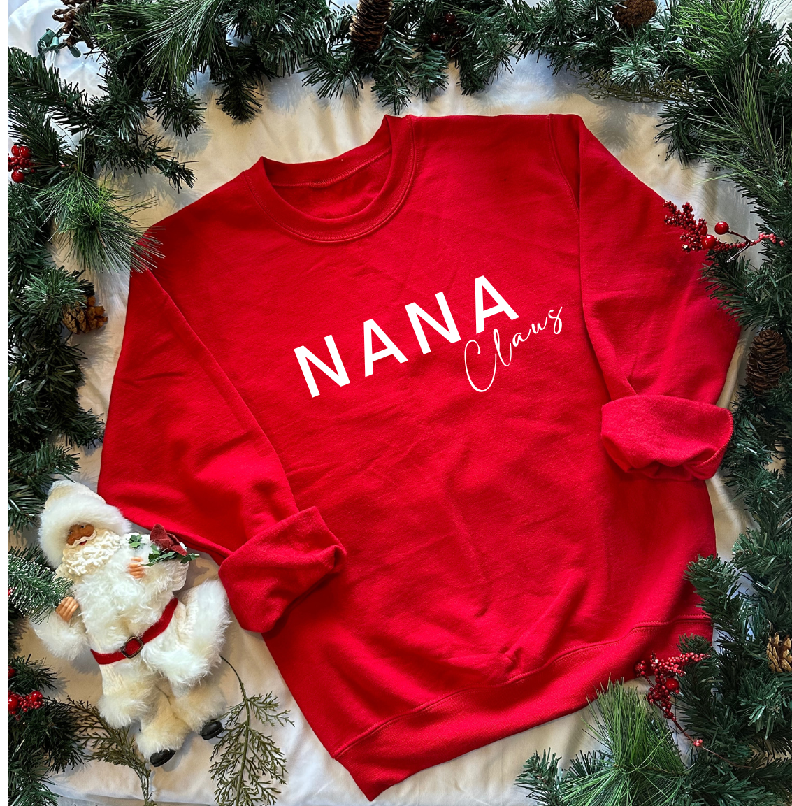 🎅 MAMA CLAUS SWEATSHIRT | Cozy Holiday Claus Crew Sweatshirt — Mama · Nana · Gigi