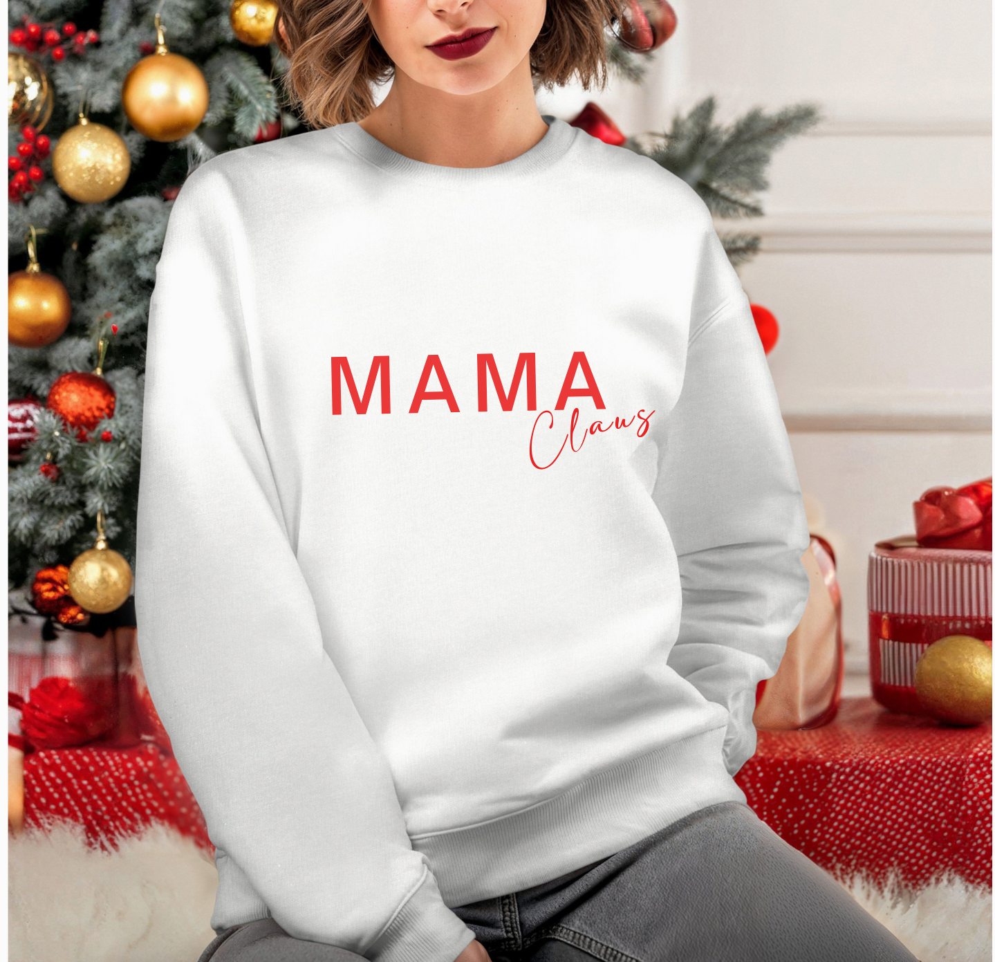 🎅 MAMA CLAUS SWEATSHIRT | Cozy Holiday Claus Crew Sweatshirt — Mama · Nana · Gigi